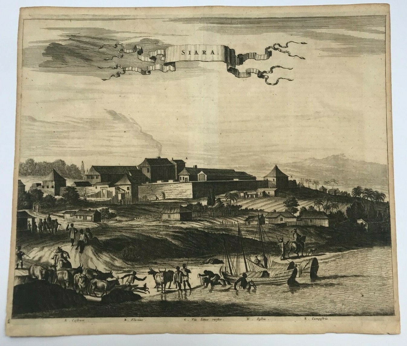 BRAZIL SIARA CEARA 1673 Arnold MONTANUS LARGE ANTIQUE ENGRAVED VIEW 17TH CENTURY