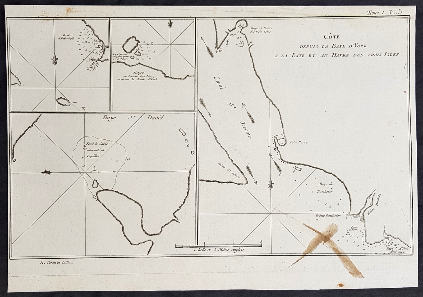 1774 Hawkesworth Antique Map Magellan Straits, Punta Arenas Chile Cpt Byron 1766