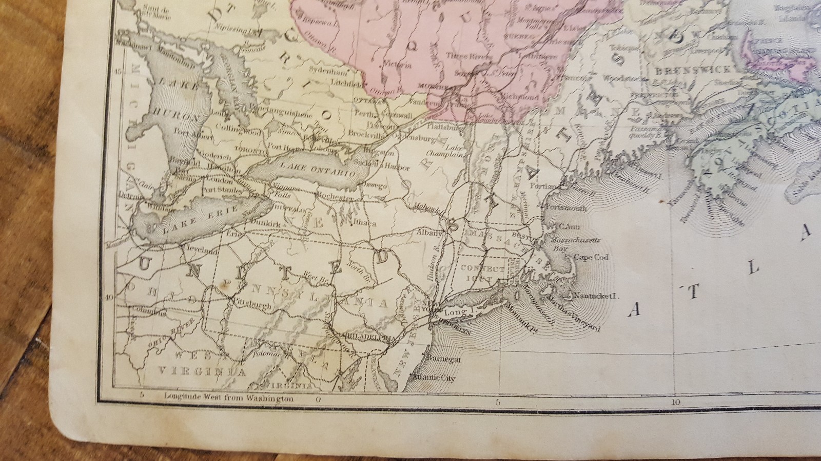 Antique Hand Colored MAP/BRITISH PROV. NORTH AMER. Common School Geography 1873