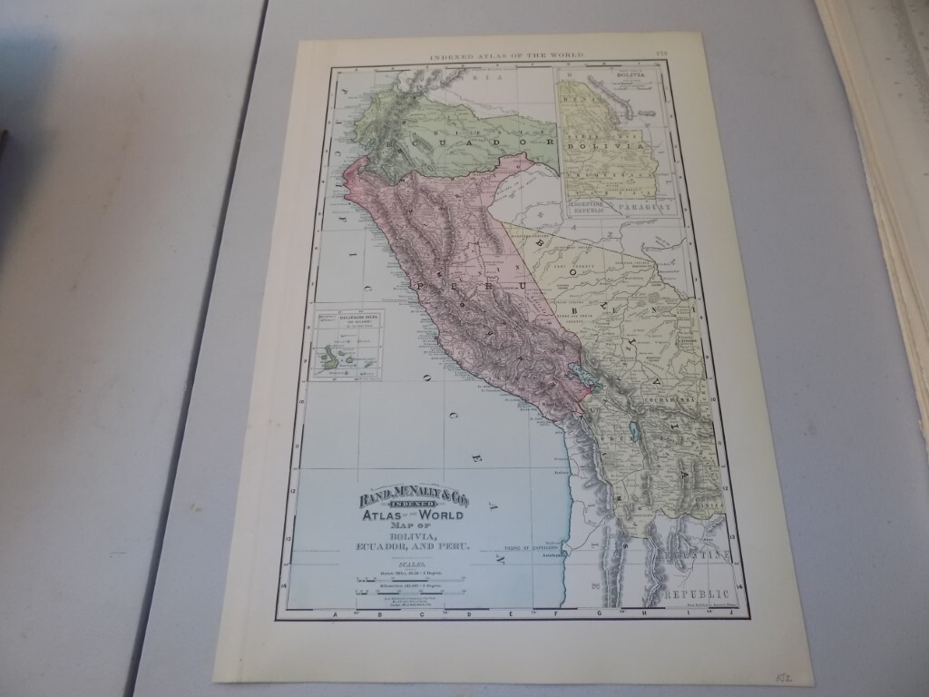 1895 Rand McNally Atlas of the World / BOLIVIA, ECUADOR, AND PERU / 15×21