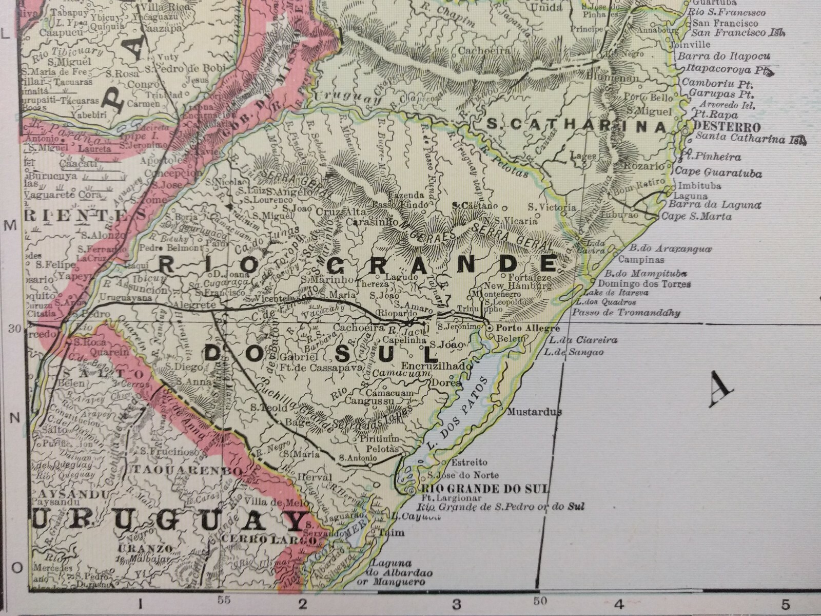 Vintage 1902 BRAZIL PARAGUAY Map 14″x22″ ~ Old Antique Original RIO DE JANEIRO