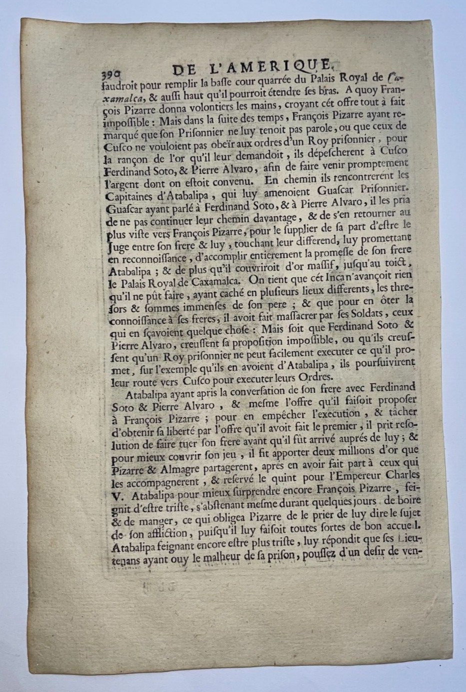 PERU ATABALIPA 1683 ALAIN MANESSON MALLET ANTIQUE VIEW IN COLORS 17TH CENTURY