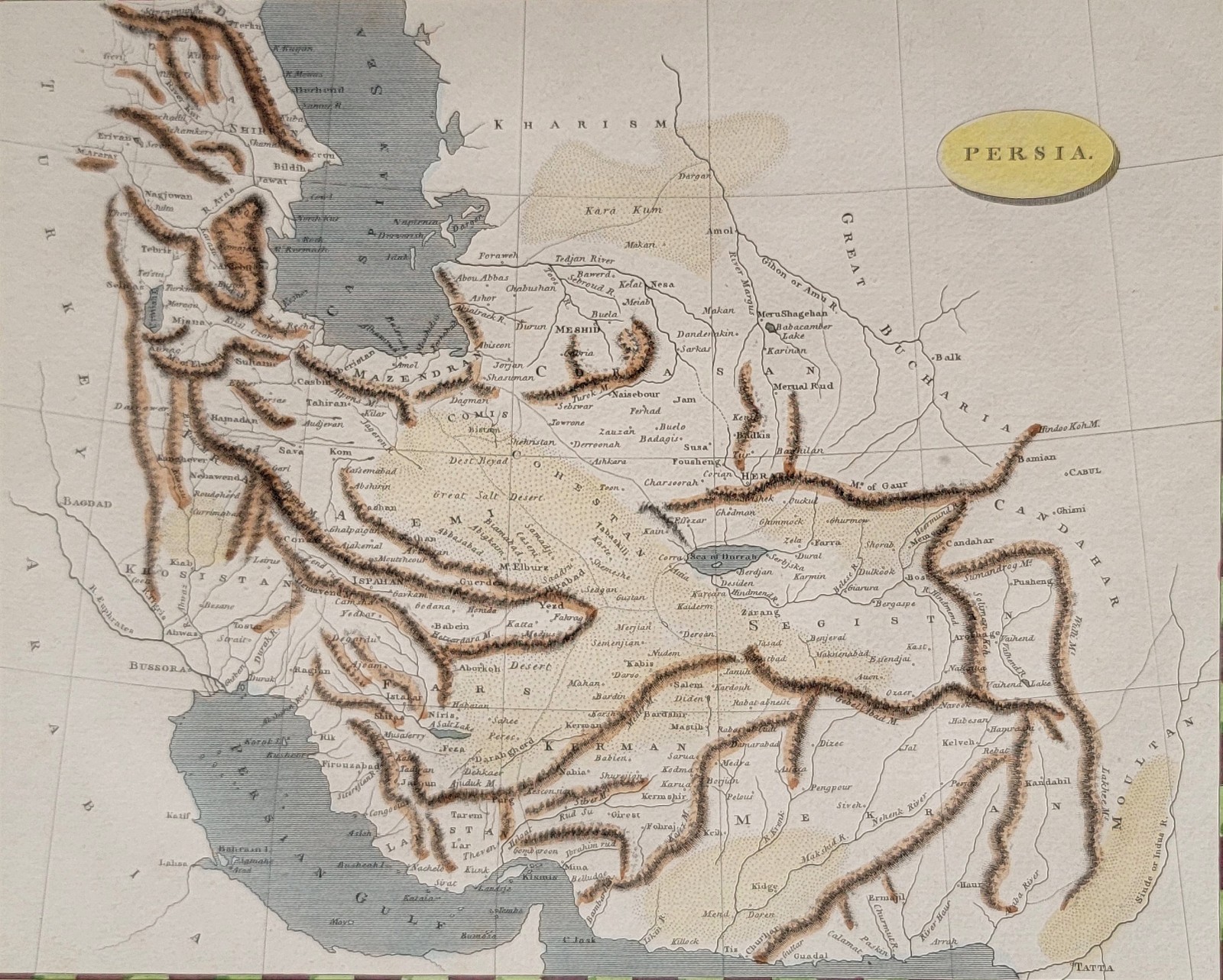 1805 Persia Map Iran Arabia Afghanistan English Atlas Map by Lowry, Arrowsmith