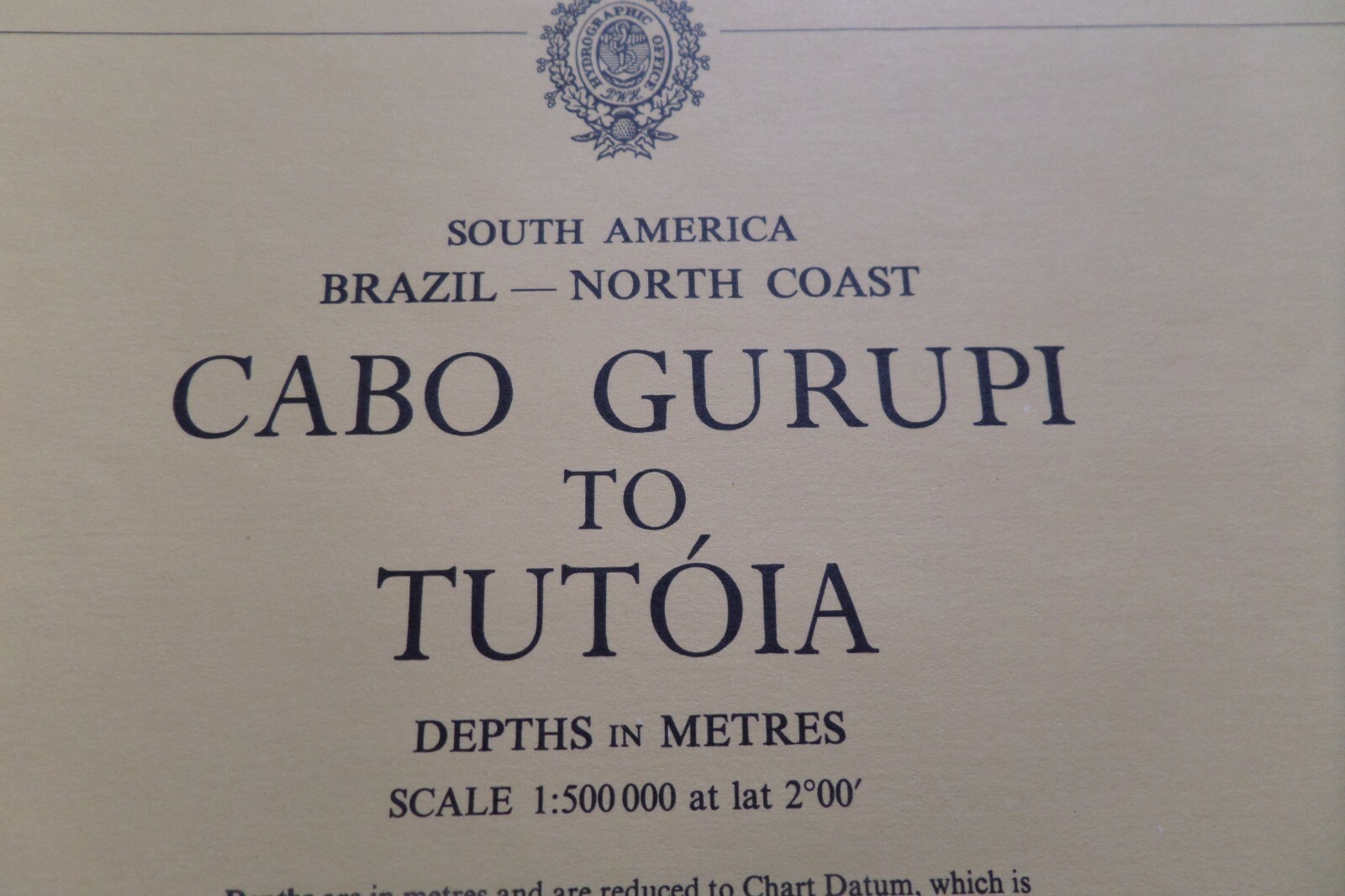 VINTAGE ADMIRALTY CHART CABO GURUPI TO TUTOIA