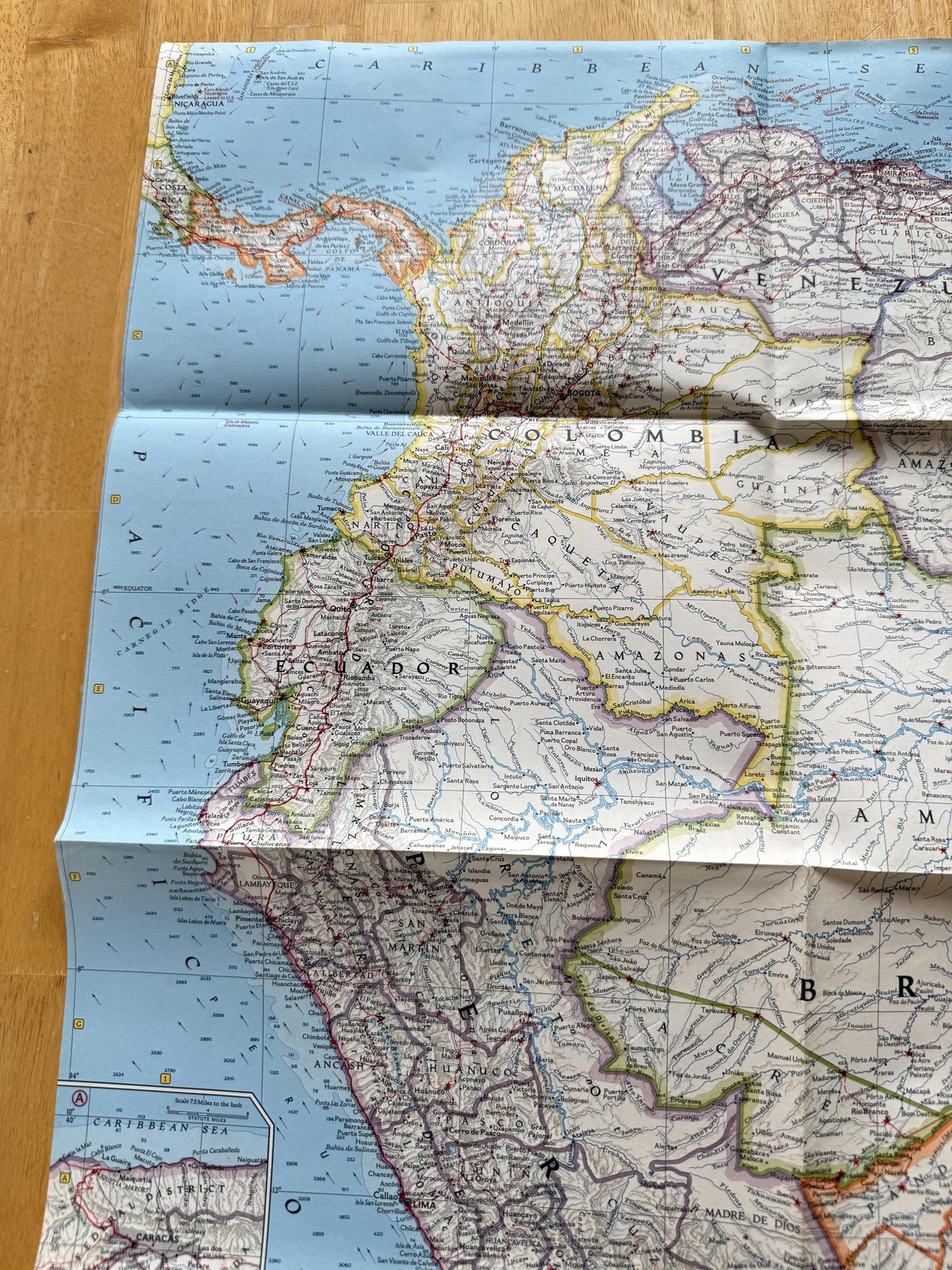 Vintage 1964 National Geographic Northwestern South America Map Fold Out 26
