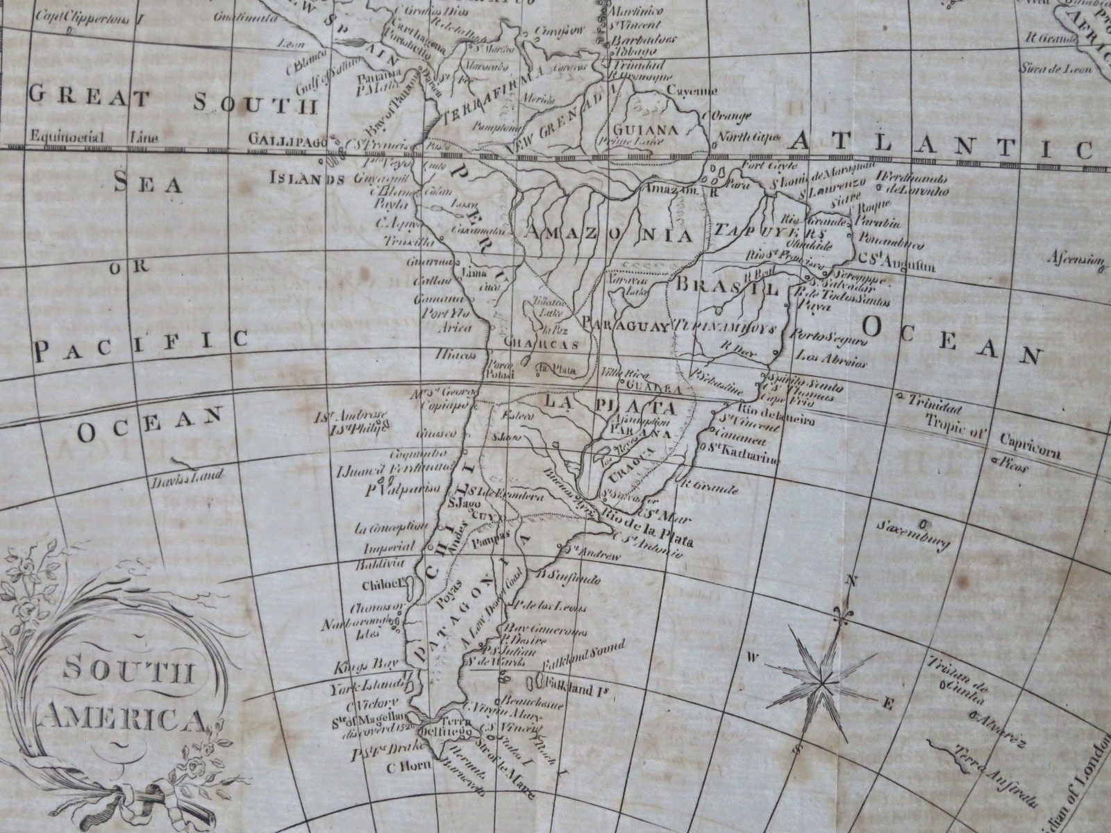 South America Peru Brazil 1793 scarce early Amos Doolittle map Wheat & Brun #706