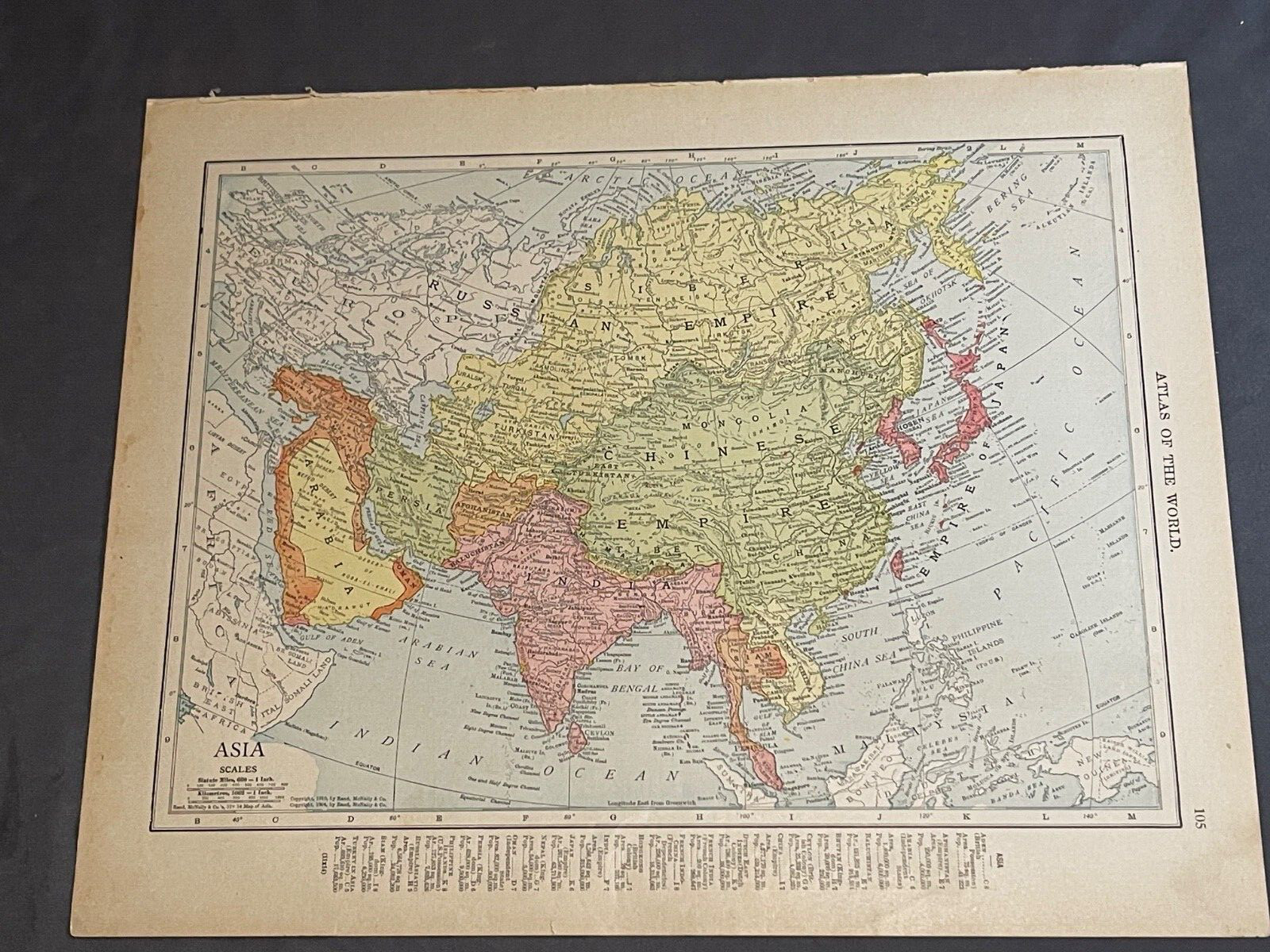 Antique Original Lot 3 Asia Maps 1908