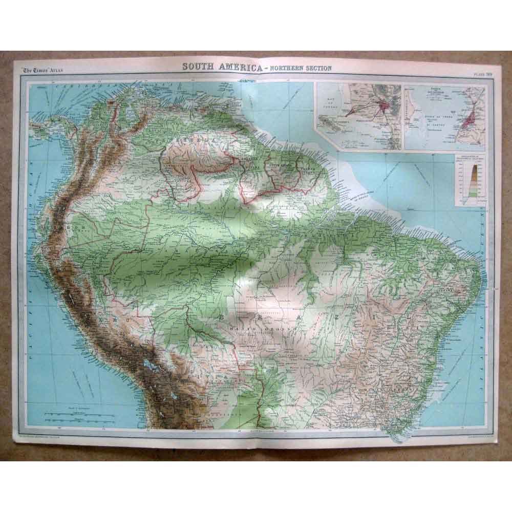 SOUTH AMERICA North; Insets of Lima and San Salvador-Old Map 1922 by Bartholomew