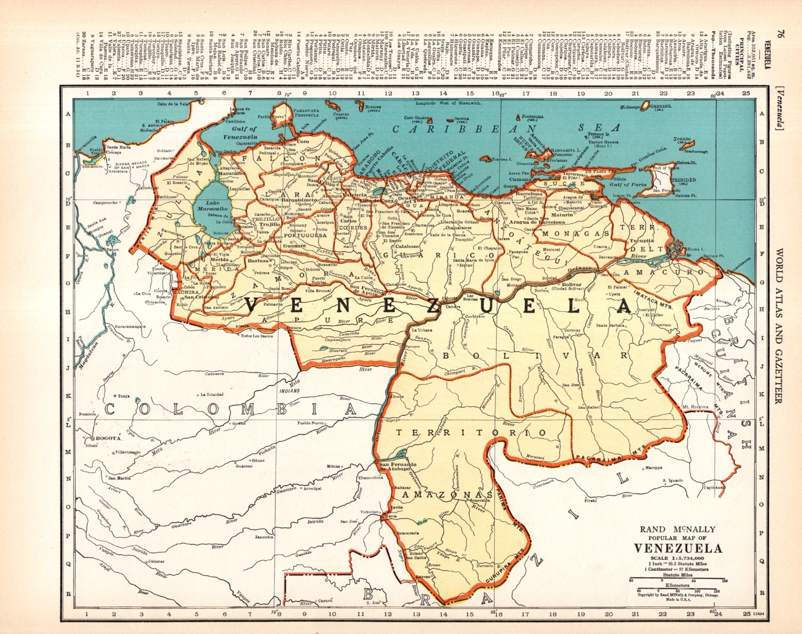 1938 Antique Venezuela Map Vintage Map of Venezuela Gallery Wall Decor 2811
