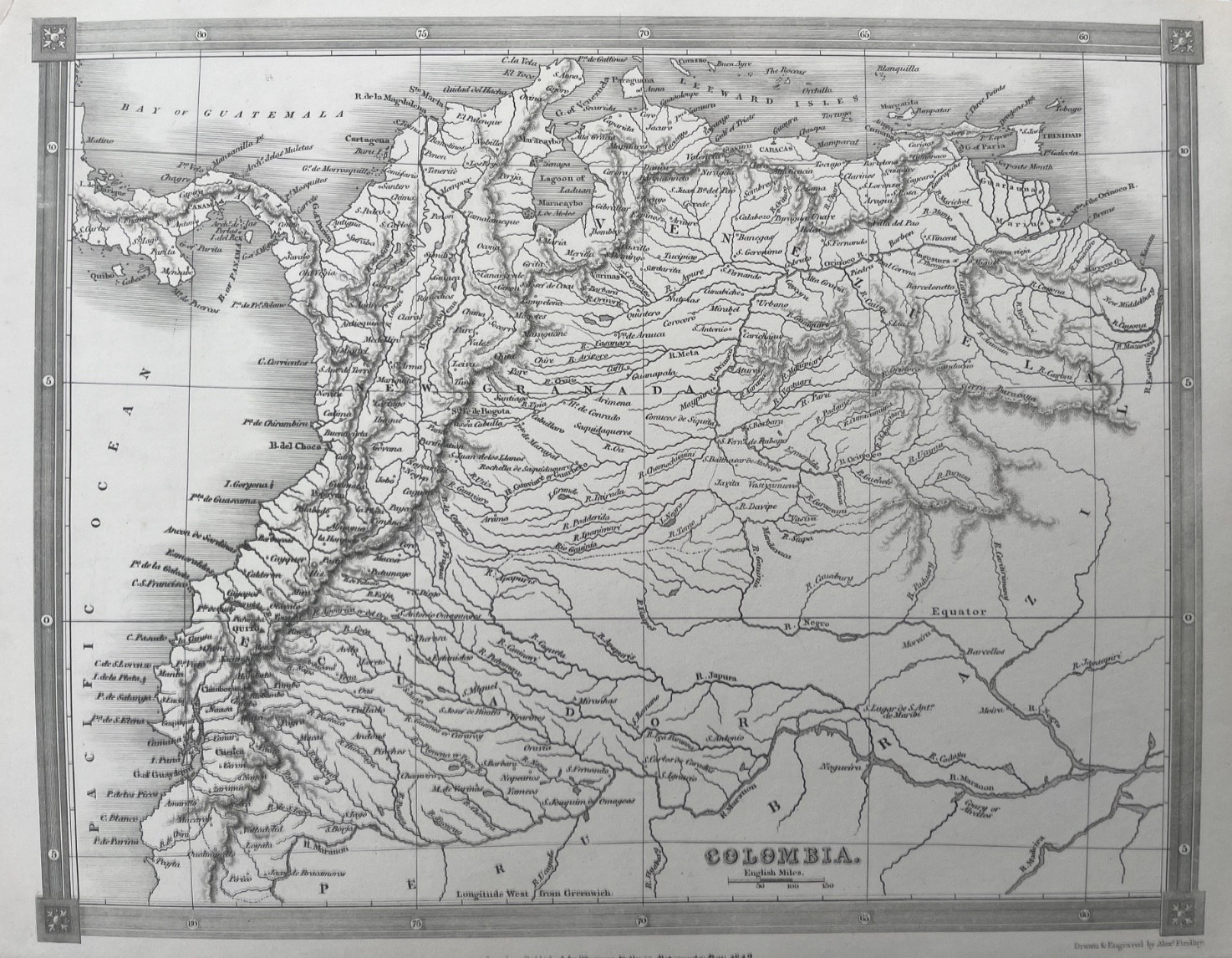 1842 Antique Map; Colombia – Alexander Findlay