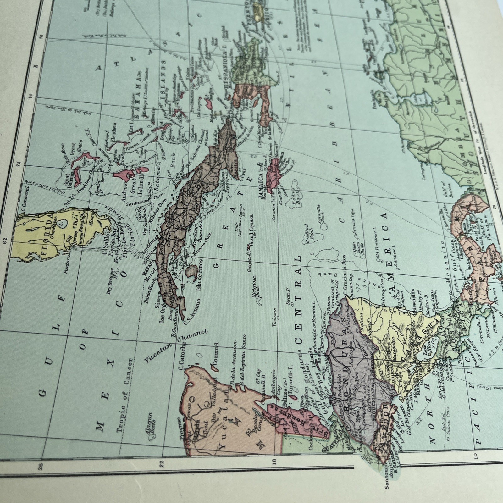Map 1935: South America , The West India Islands & The Caribbean Sea #54 Vintage