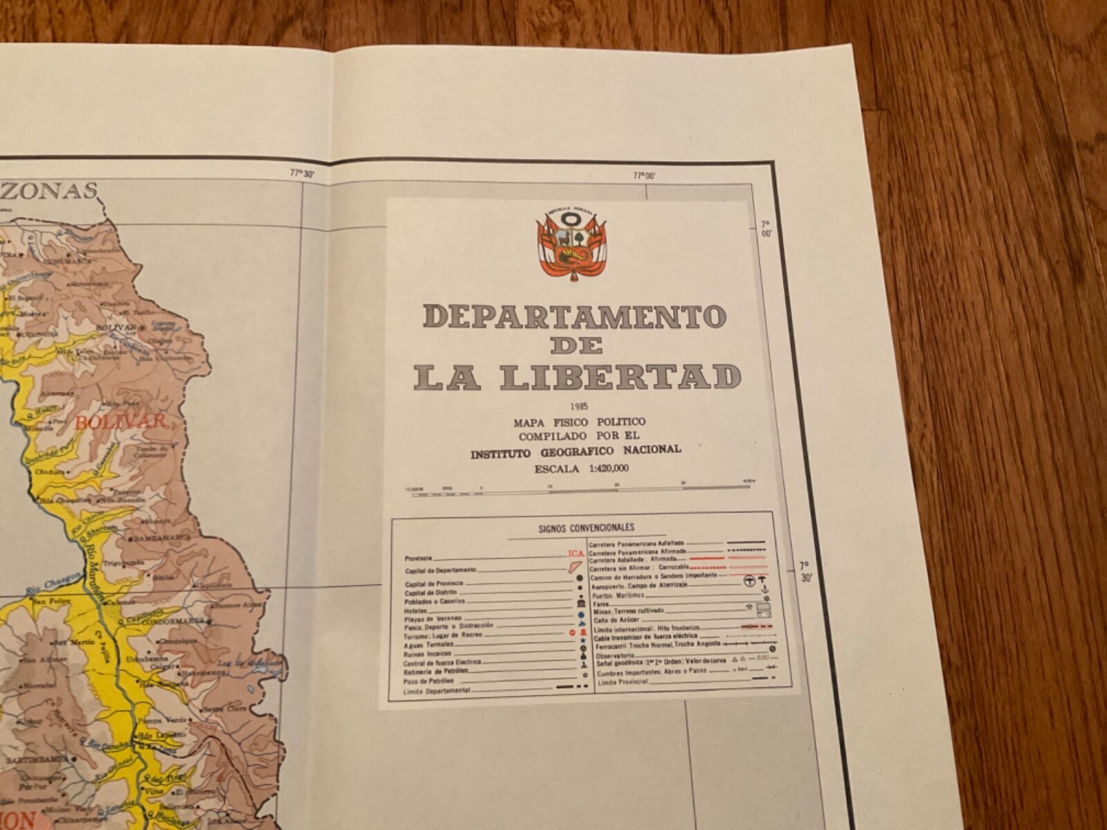 1985 Map Of Departamento De La Libertad, Peru (in Spanish)