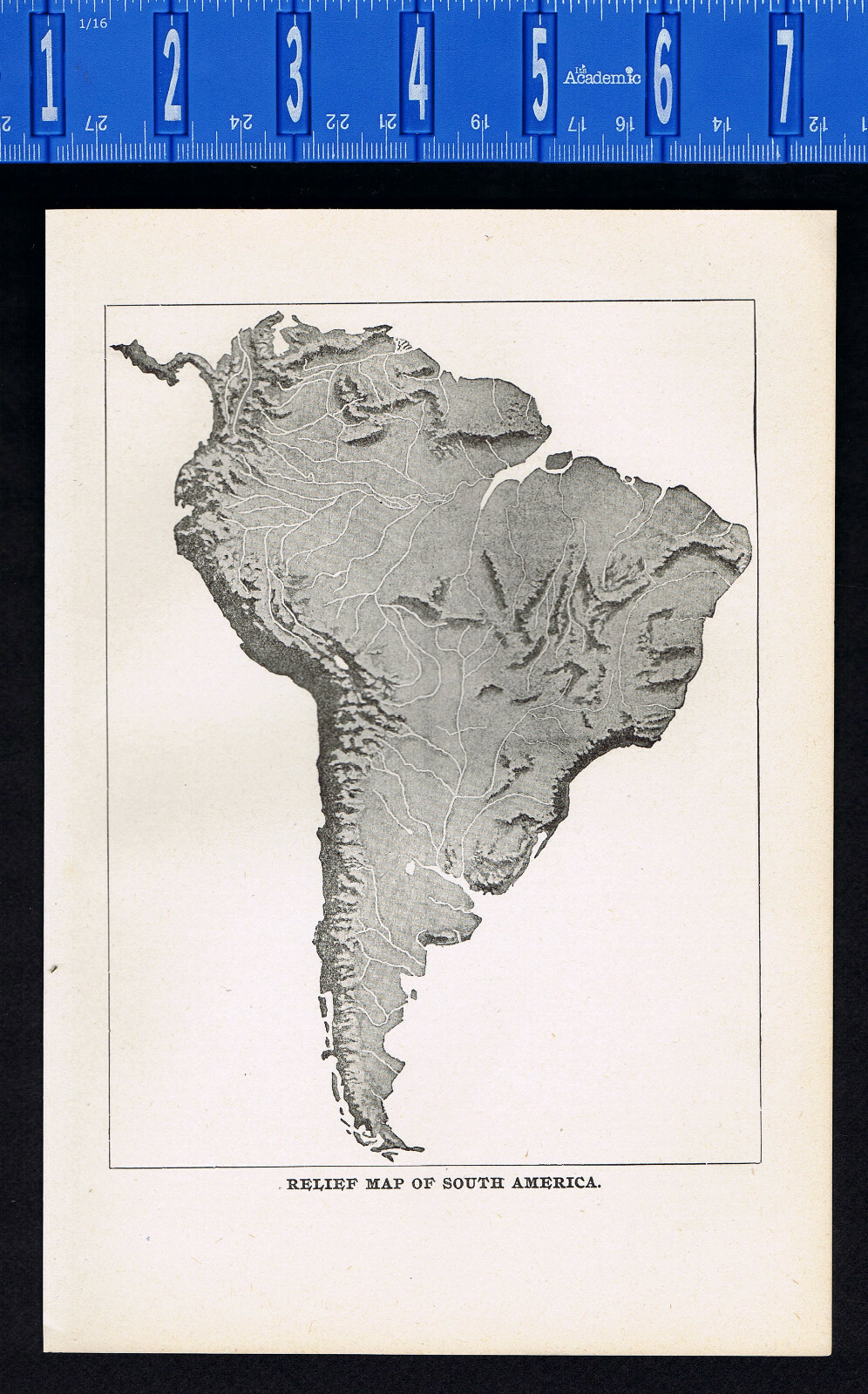 South America Continent -1899 Antique Map Print + BONUS Relief Map