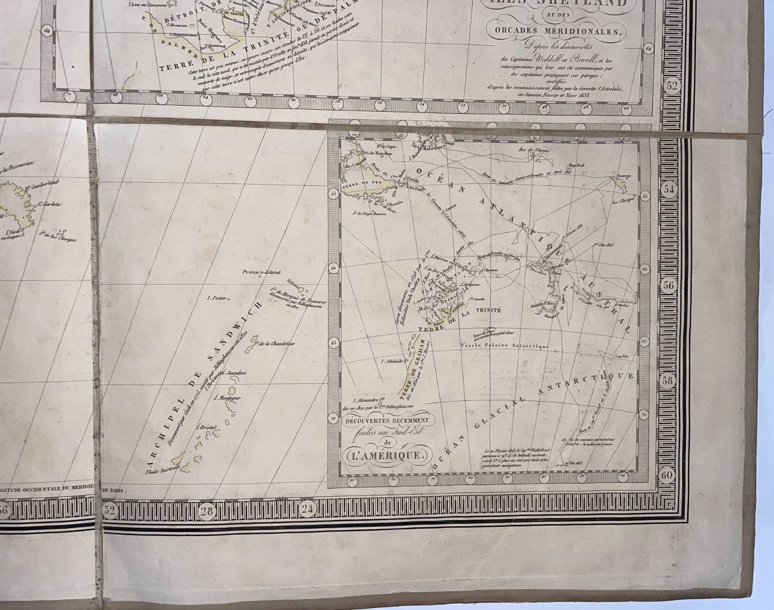 SOUTH AMERICA 1843 A.H. BRUE UNUSUAL OVERSIZE ANTIQUE WALL MAP IN ITS BOX