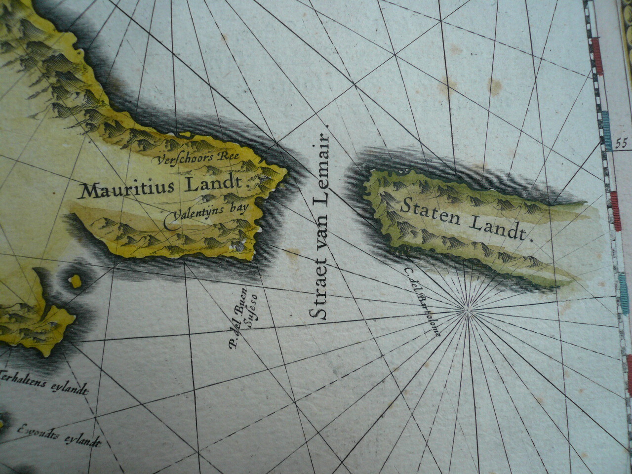 Tabula Magellanica, Blaeu J., anno 1660, old colours Coppermap, ORIGINAL