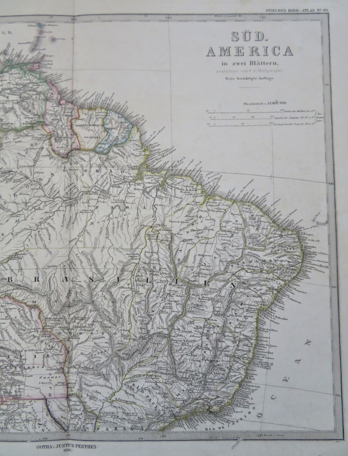 Brazil Peru Ecuador Colombia Venezuela Bolivia 1876 Stulpnagel detailed map