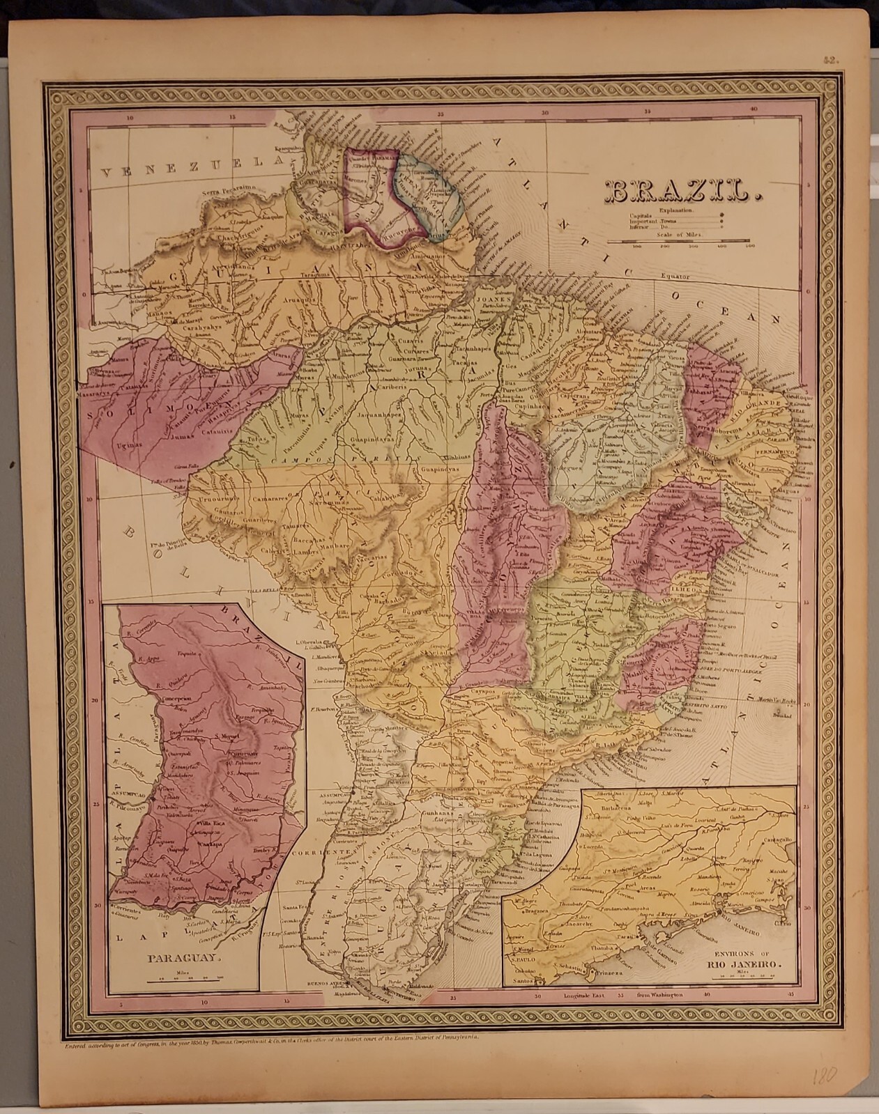 Geographical Reproduction Map Of Brazil 1850