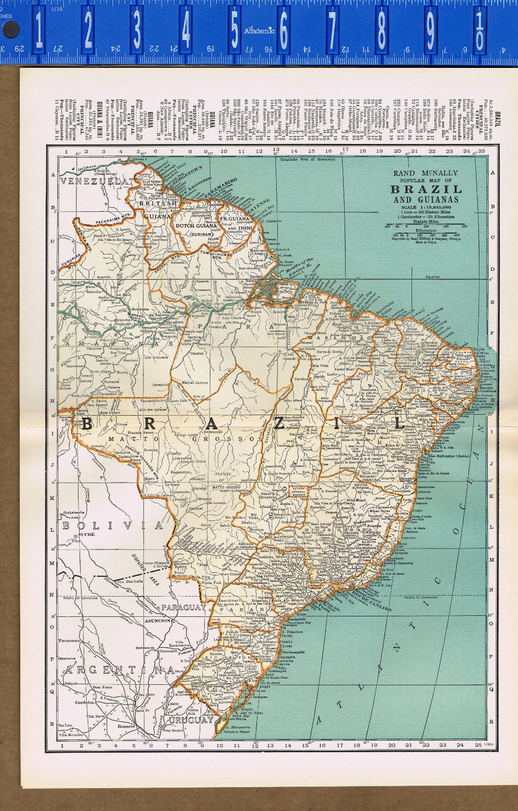 BRAZIL and Guianas – 1933 Color Map