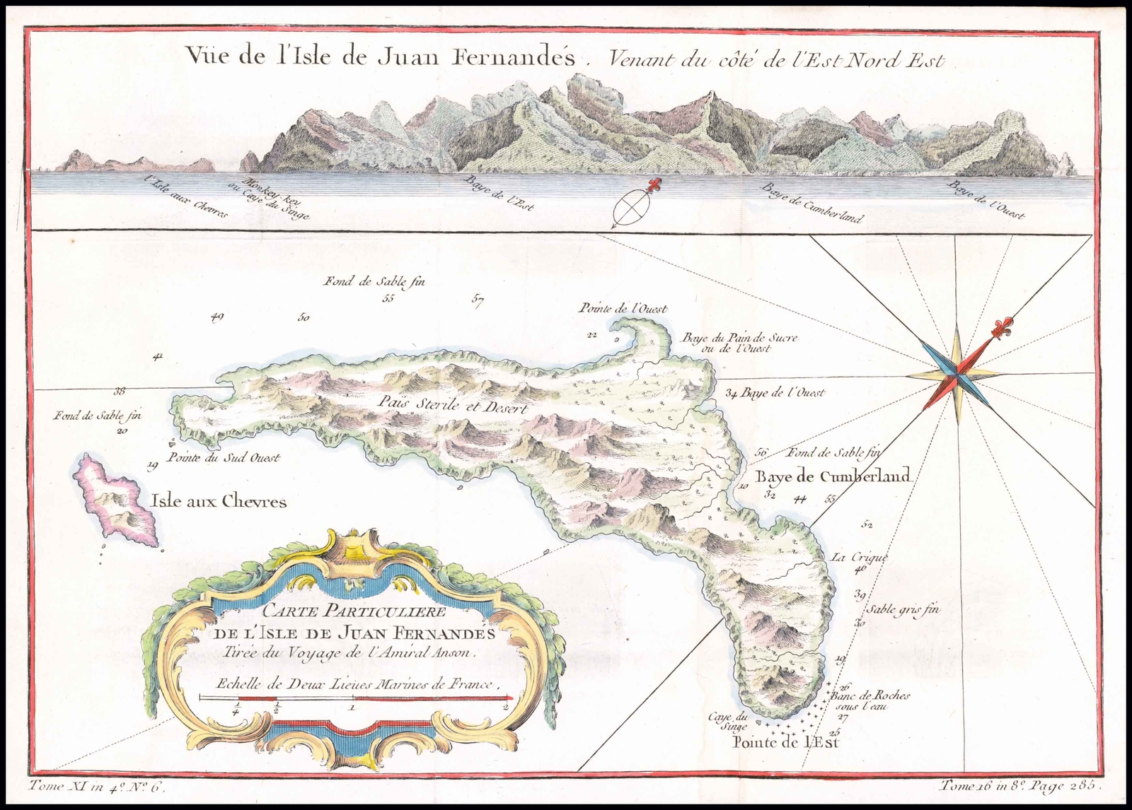 1753 Map CARTE PARTICULIERE DE L’ISLE DE JUAN FERNANDES Robinson Crusoe (BM3-32)
