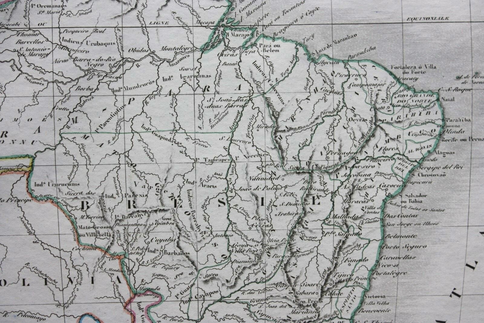 Original antique map BRAZIL, SOUTH AMERICA, ‘Carte du Bresil’, Malte-Brun, 1846