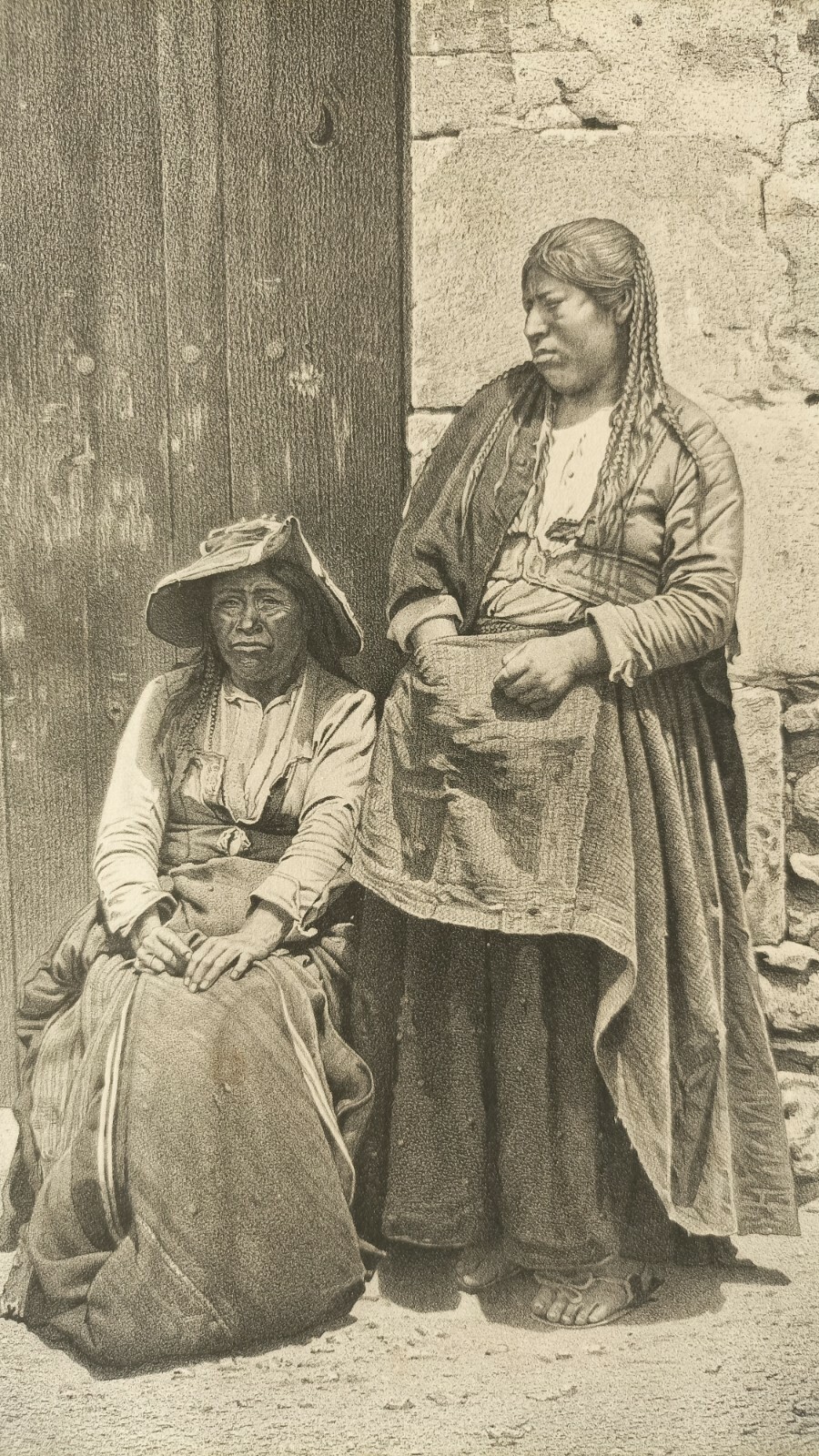 Paz Soldán Peru Lithography 1865 ” Dos indias “