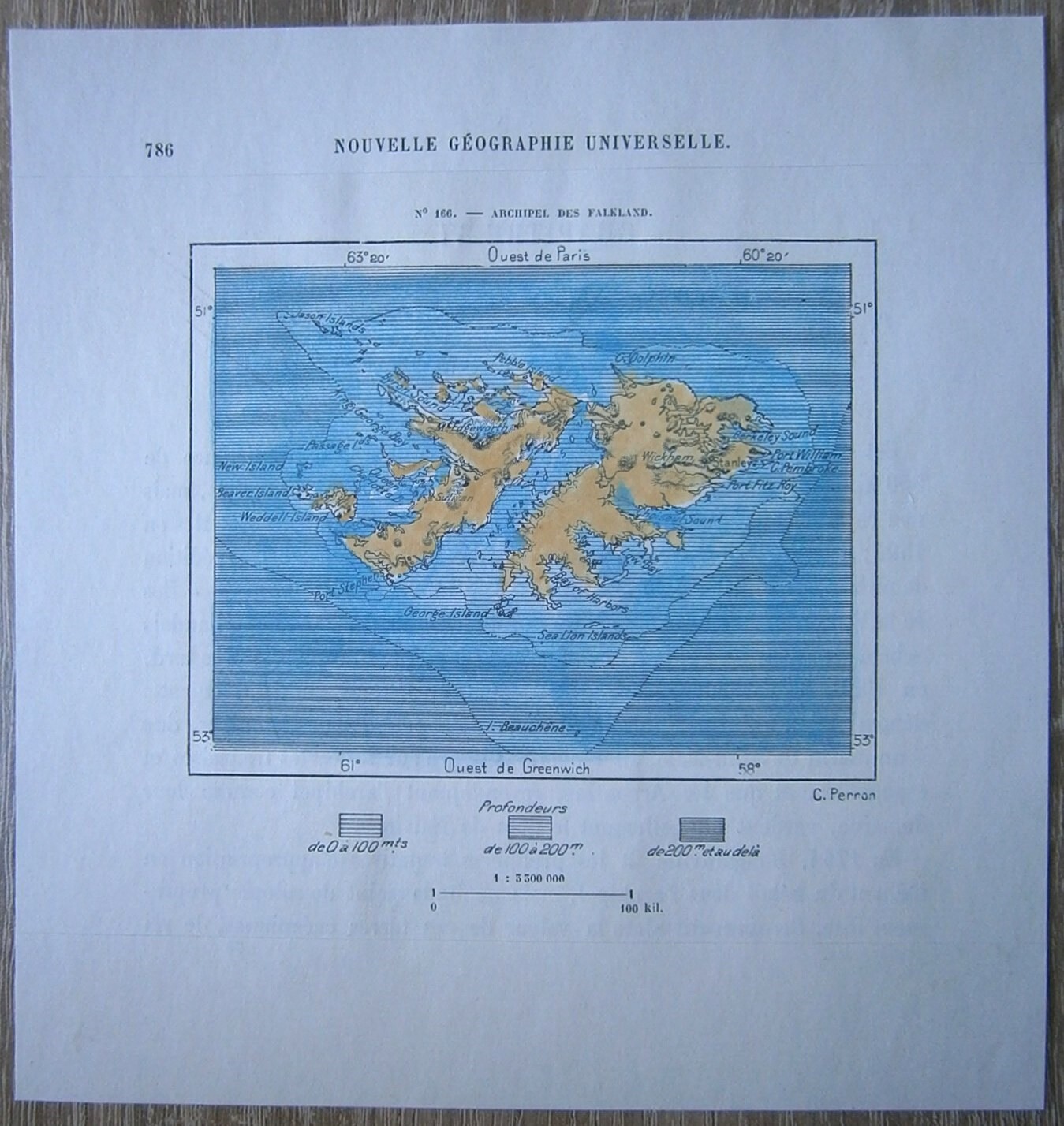 1894 Perron map FALKLAND ISLANDS, #166