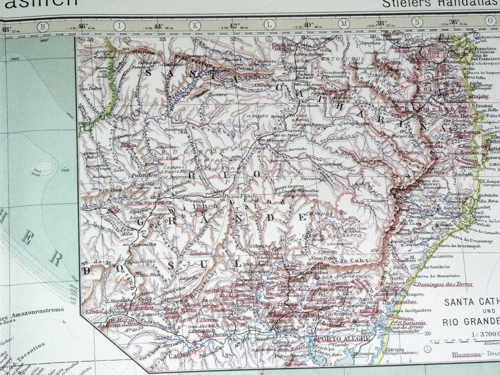 1928 VINTAGE MAP OF BRAZIL AMAZON RIVER / SURINAME GUYANA FRENCH GUIANA