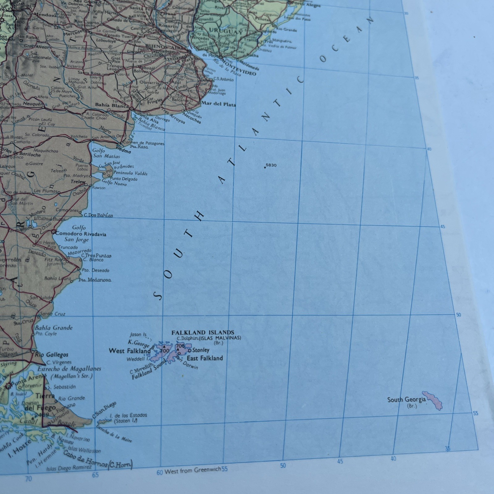 1981: Map Of South America (South) #42 Old Vintage Atlas Print Gift