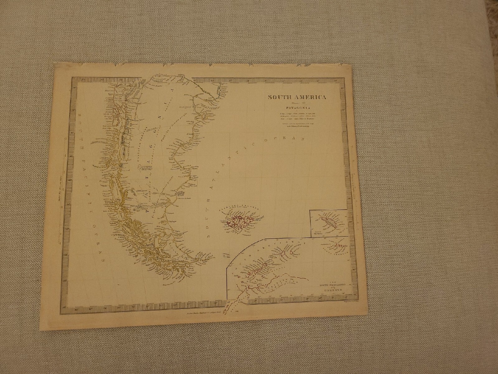 Large 1846 Map Of Argentina/ Patagonia South America Charles Knight atlas.