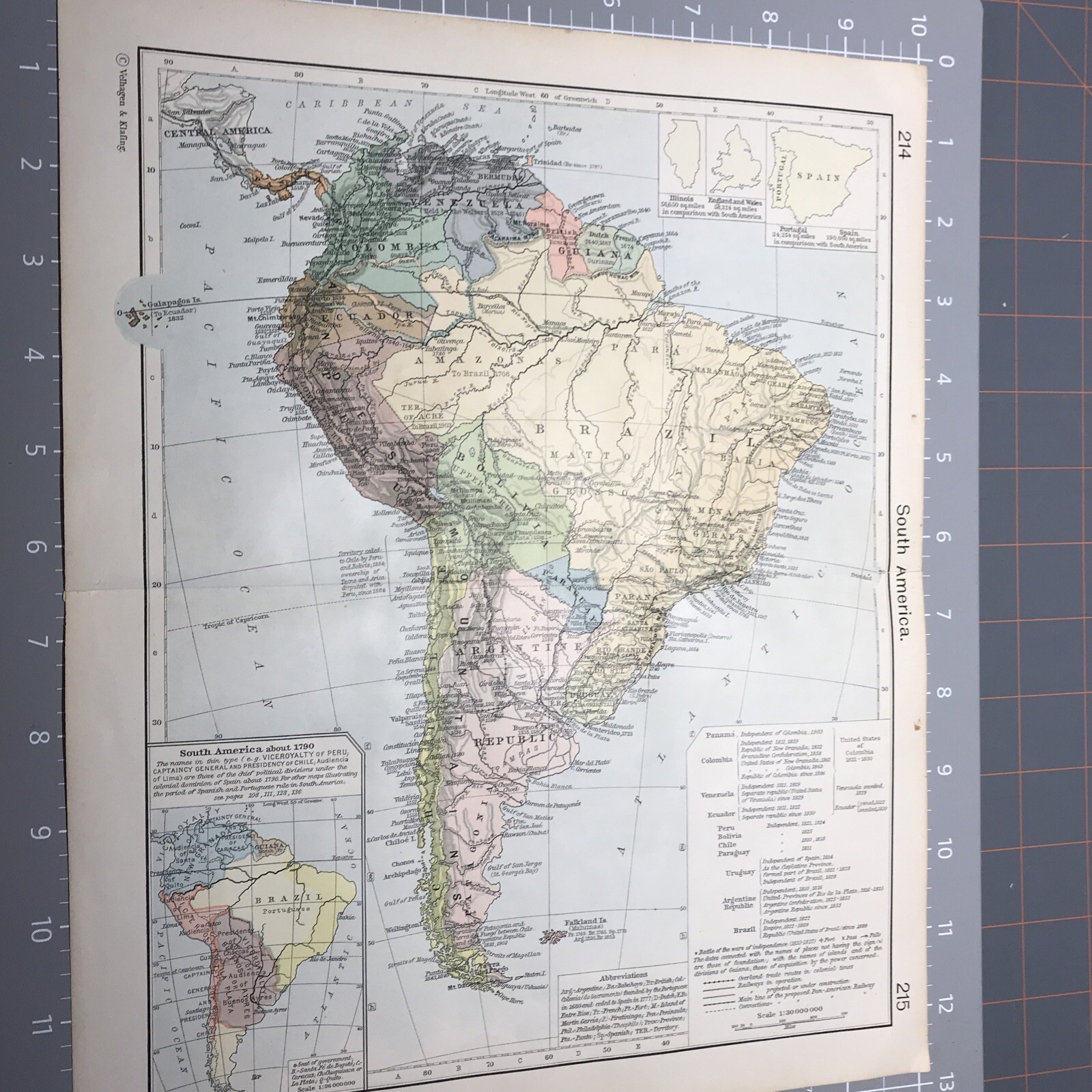 South America 1910’s Vintage Map Folded Wall Art