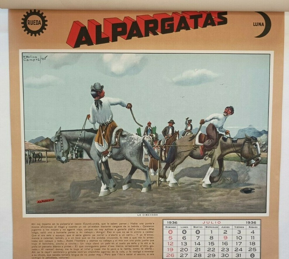 Molina Campos calendar 1936 Alpargatas Gaucho Complete