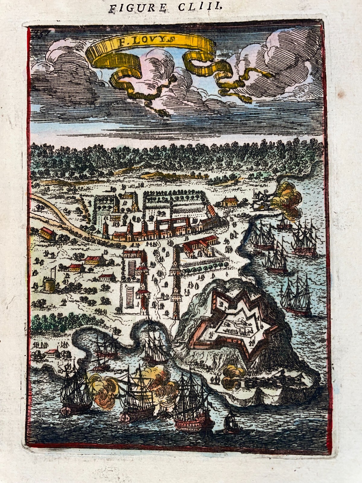 FORT LOUIS FRENCH GUYANA 1683 MANESSON MALLET ANTIQUE VIEW 17TH CENTURY