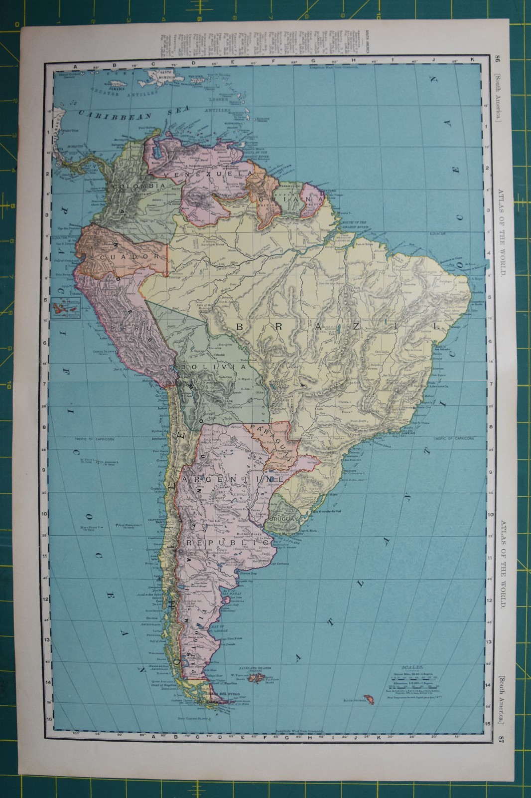 South America Vintage Original 1895 Rand McNally World Atlas Map Lot