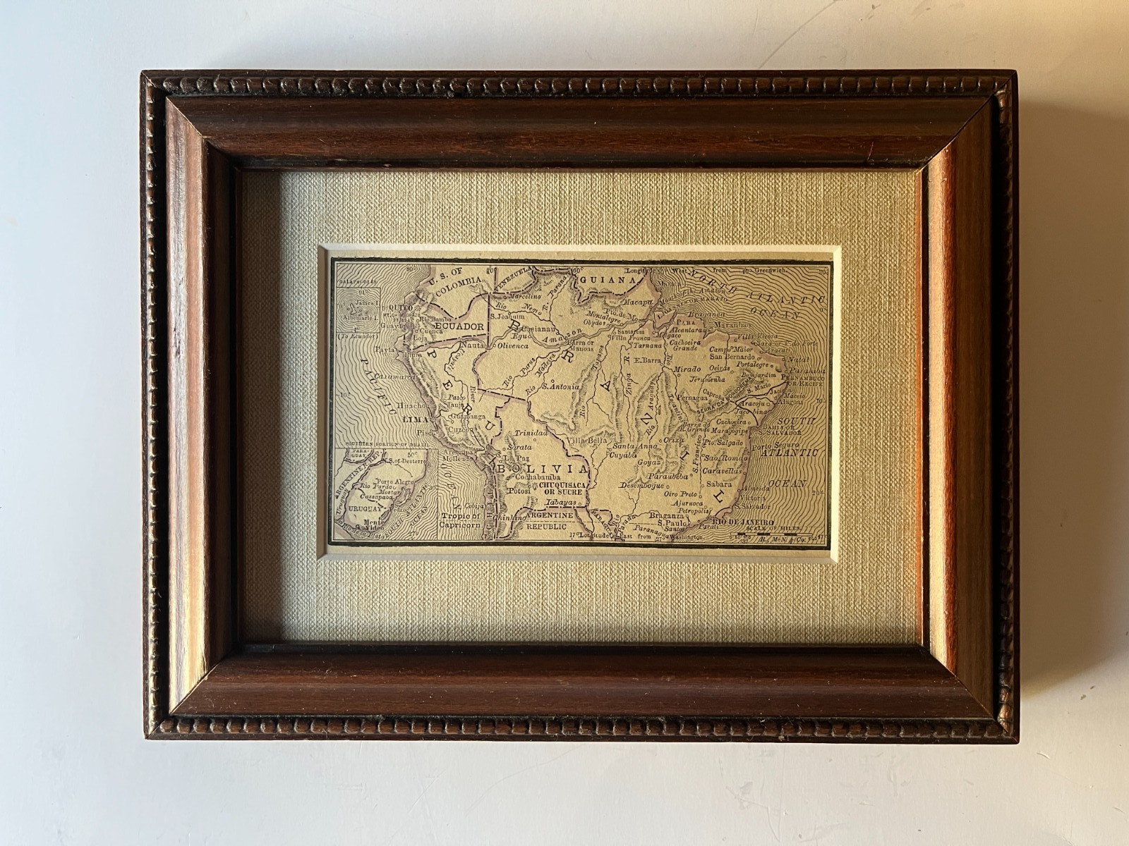 1887 Map of BRAZIL Pocket Atlas Map Framed w/Mat SEE DESCRIPTION