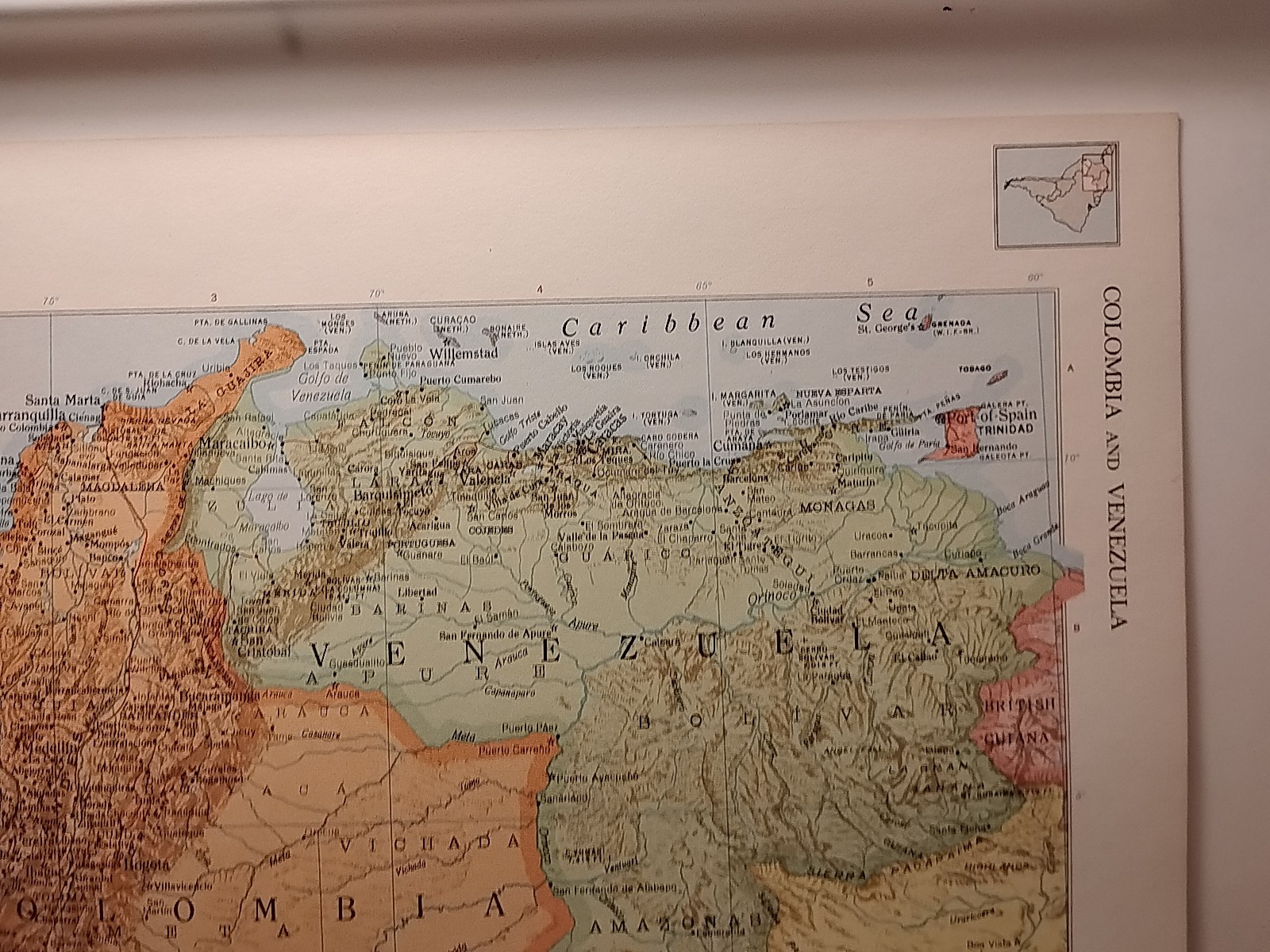 Vintage COLUMBIA & VENEZUELA Map 1962 MSM Rand McNally Cosmopolitan World Atlas