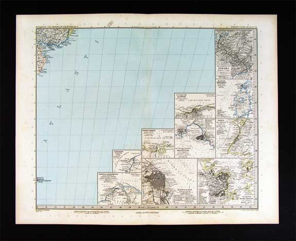 1890 Petermann Map South America Cities Rio de Janeiro Buenos Aires Montevideo