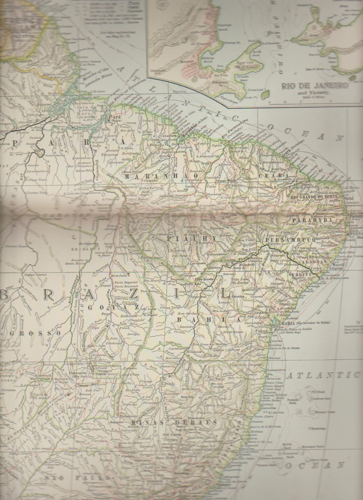 South America Eastern Part Century Atlas 1897 Antique Map #71 11 3/4 x 16