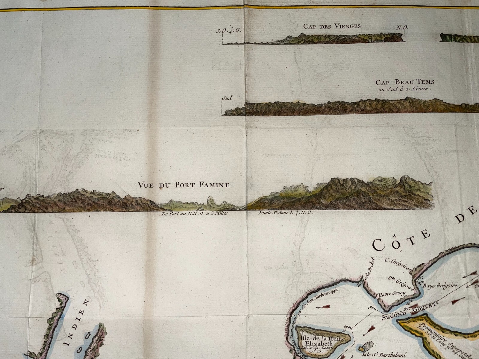 STRAIT OF MAGELLAN c. 1774 JAMES COOK VERY LARGE ANTIQUE SEA CHART