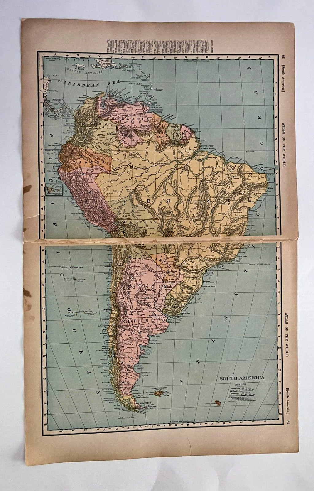 1905 Map Of South America By Rand McNally & Co.