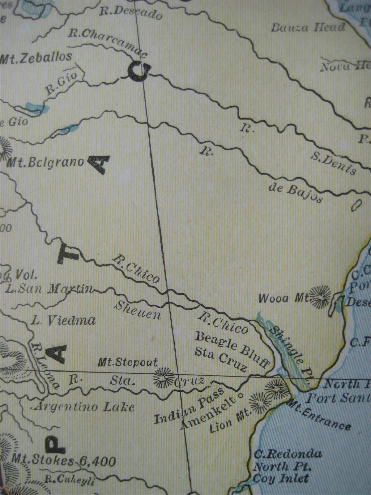 Original 1893 Map ARGENTINA Buenos Aires Rosario Azul Patagonia Falkland Islands