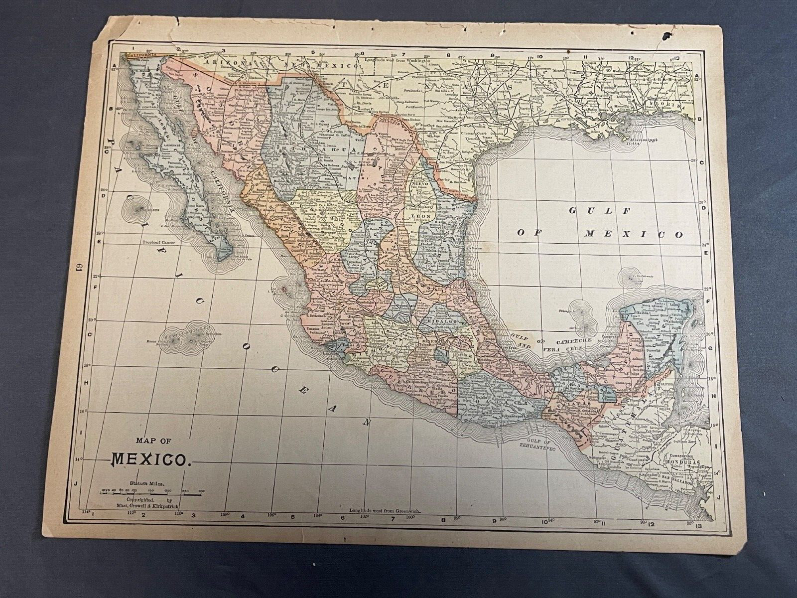 Antique Original Lot of 8 Isthmus of Panama, Mexico, Central Maps 1890’s-1910s