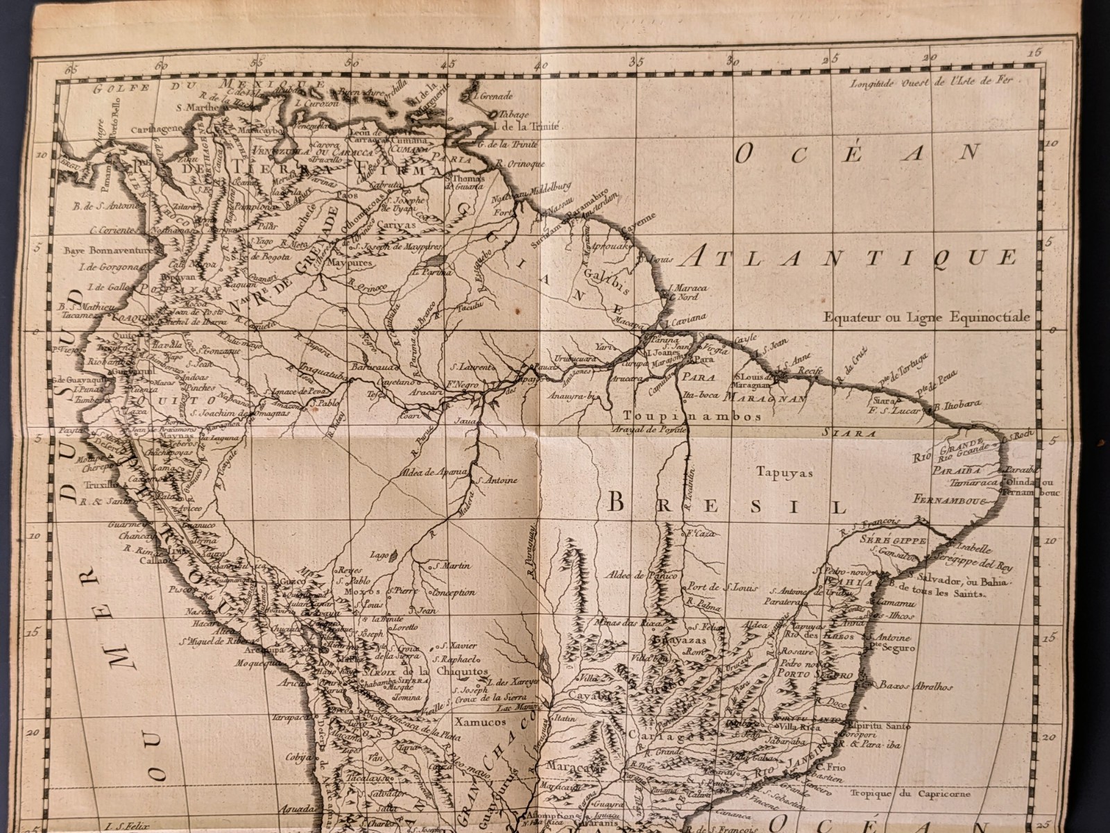 Antique Bellin Map South America 1750s Carte de l’Amérique Méridionale