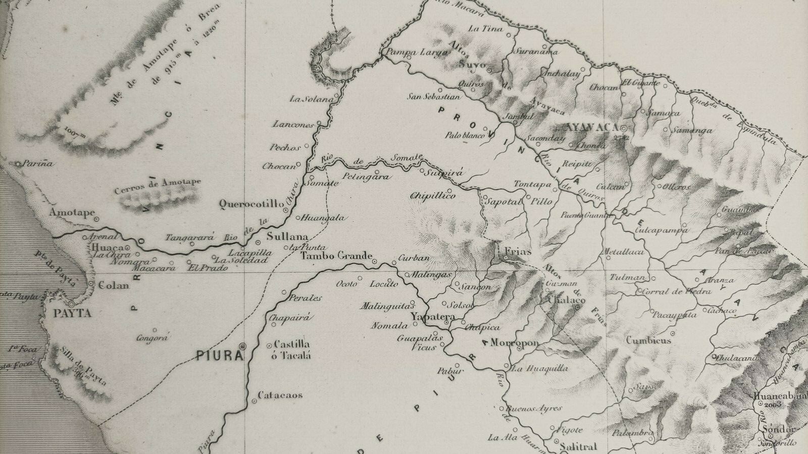 Paz Soldán Peru. Departamento litoral de piura.1865 Map Peru