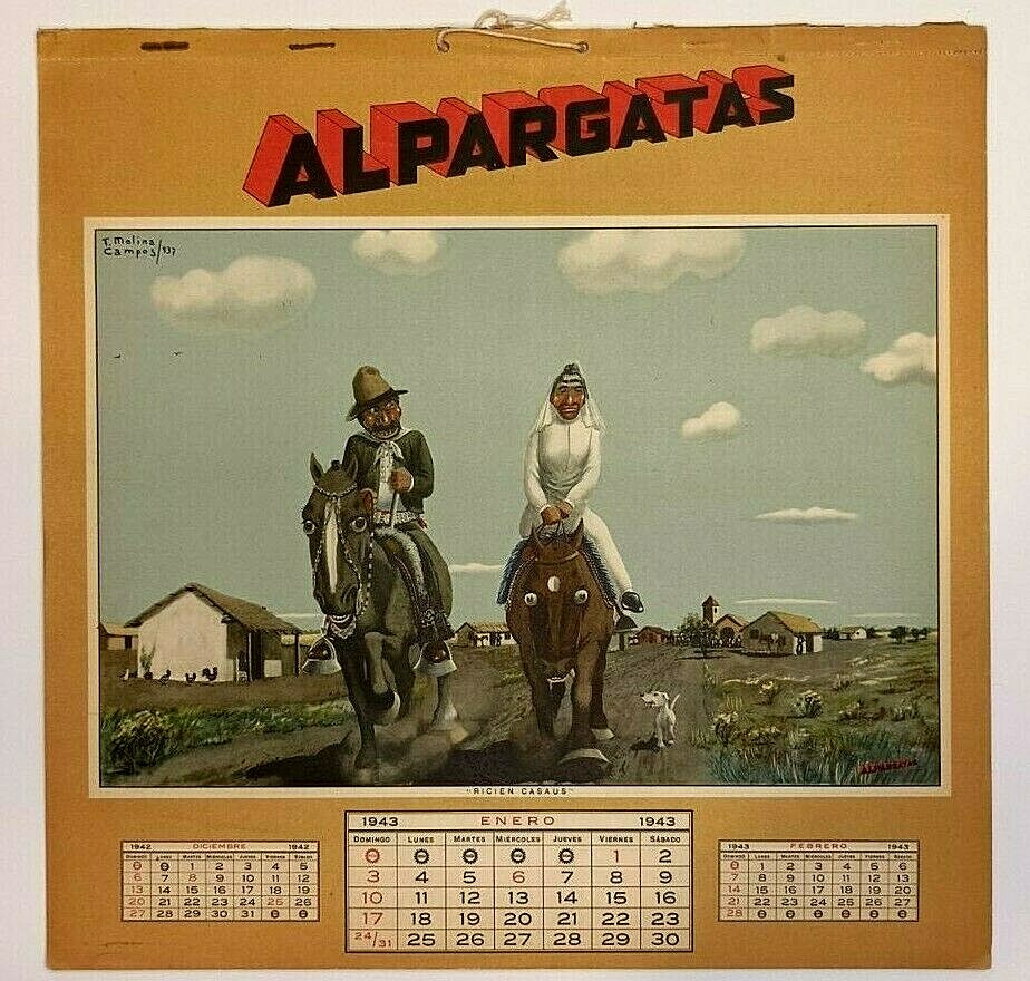 Molina Campos calendar 1943 Alpargatas Gaucho Complete