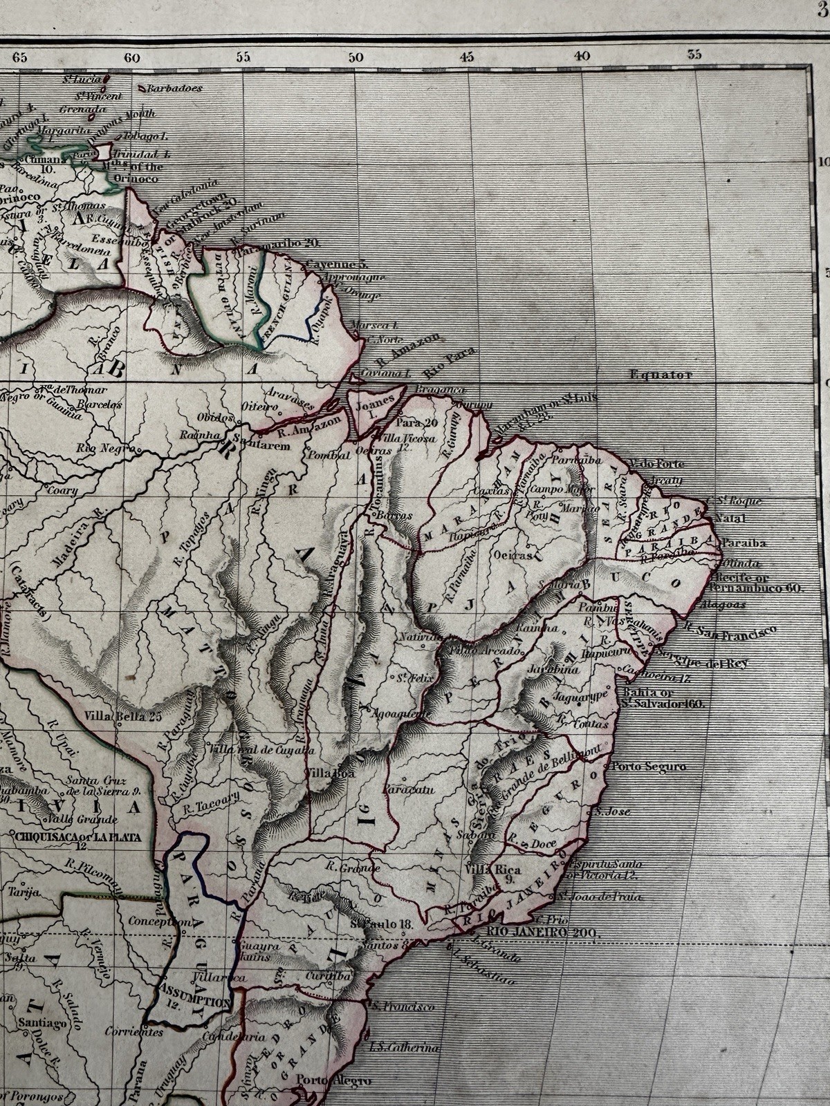 South America continent 1848 Chambers Gellatly engraved hand colored map