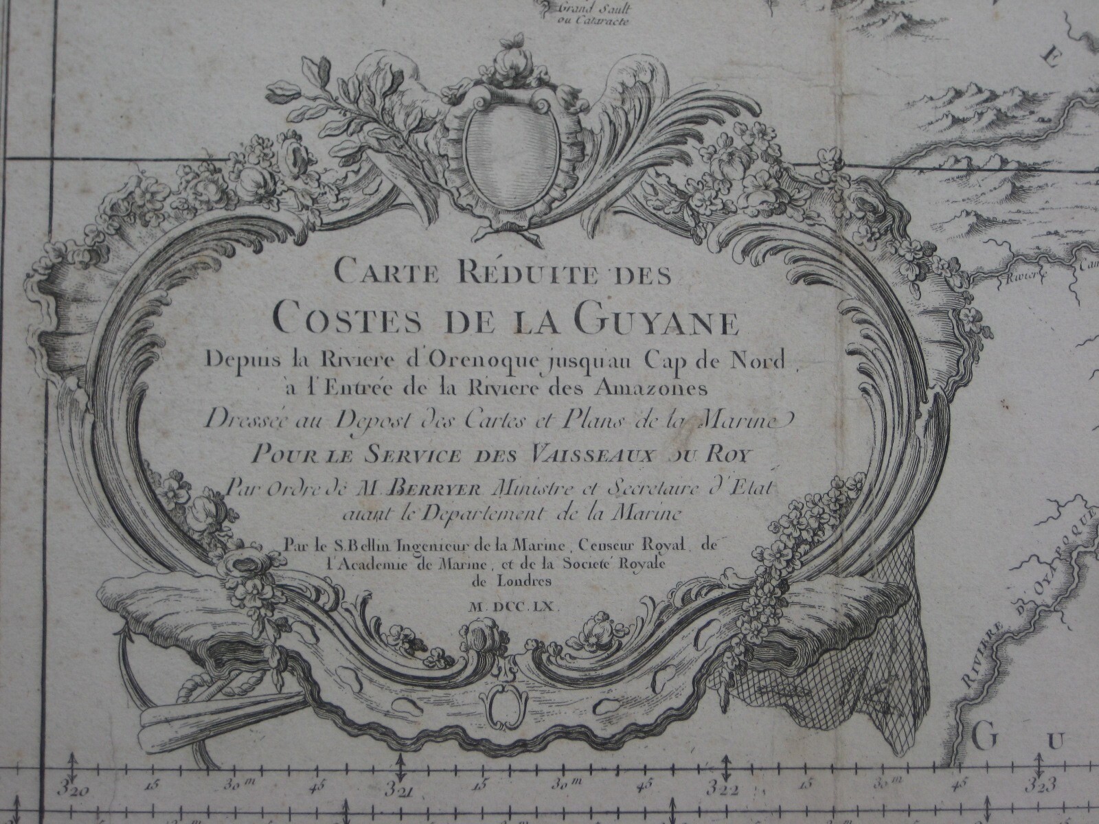 Original 1760 Bellin Nautical Map GUIANAS Devil’s Island Cayenne Suriname Amazon