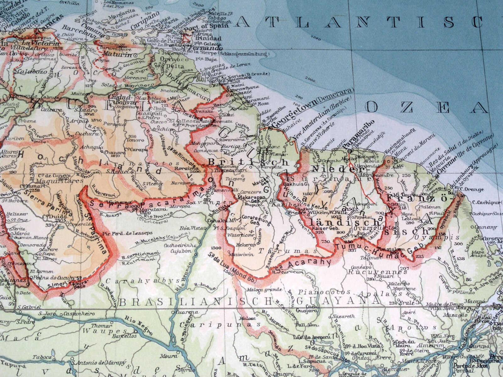 1928 VINTAGE MAP OF PERU ECUADOR COLOMBIA VENEZUELA BRAZIL / SOUTH AMERICA