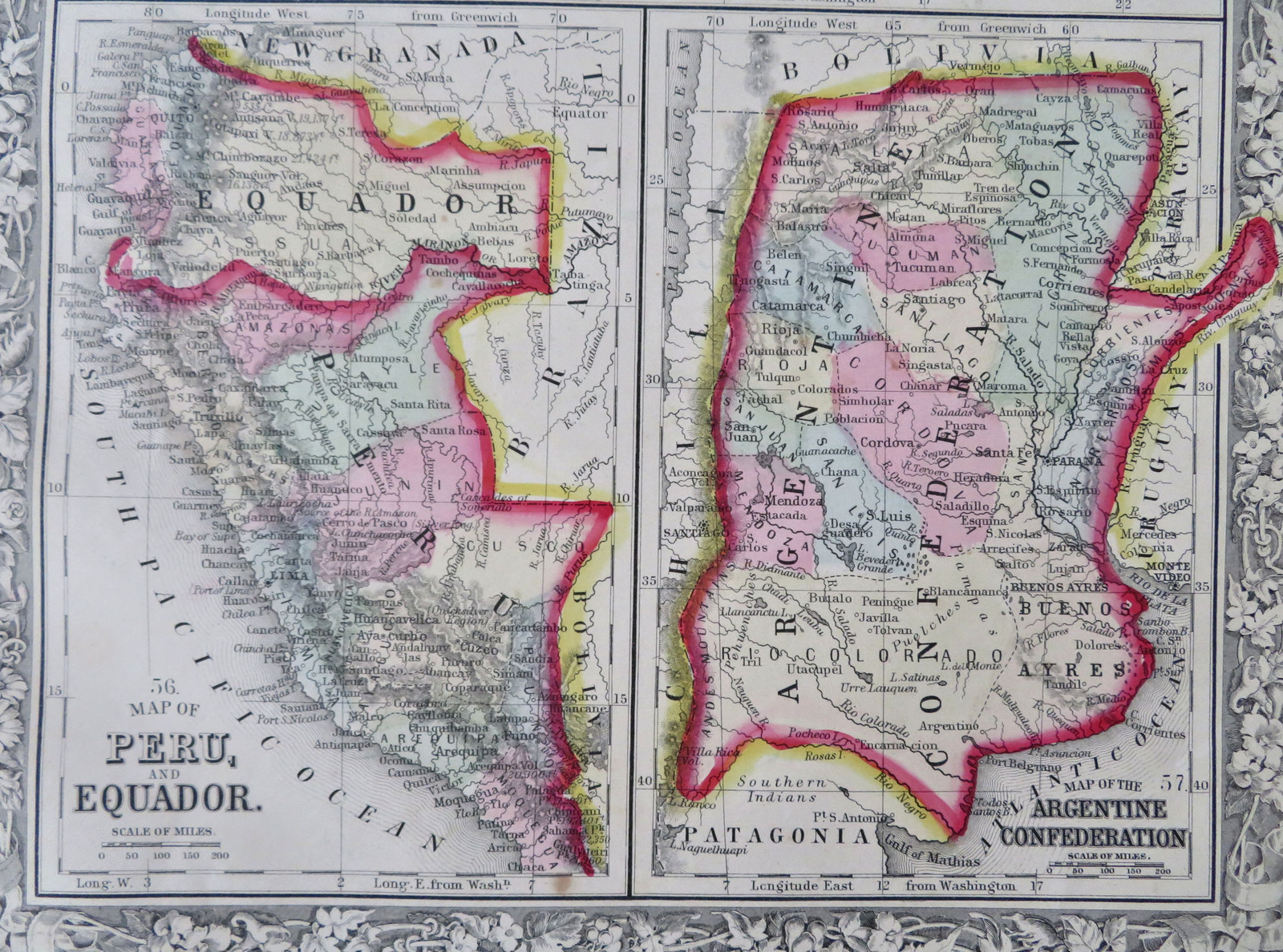 Peru Colombia Argentine Confederation Ecuador Venezuela 1860 Mitchell map