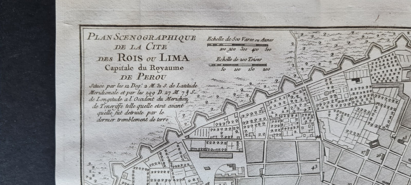 Antique 1756 map – Plan Scenographique de Cite des Rois – Lima – Peru – Bellin
