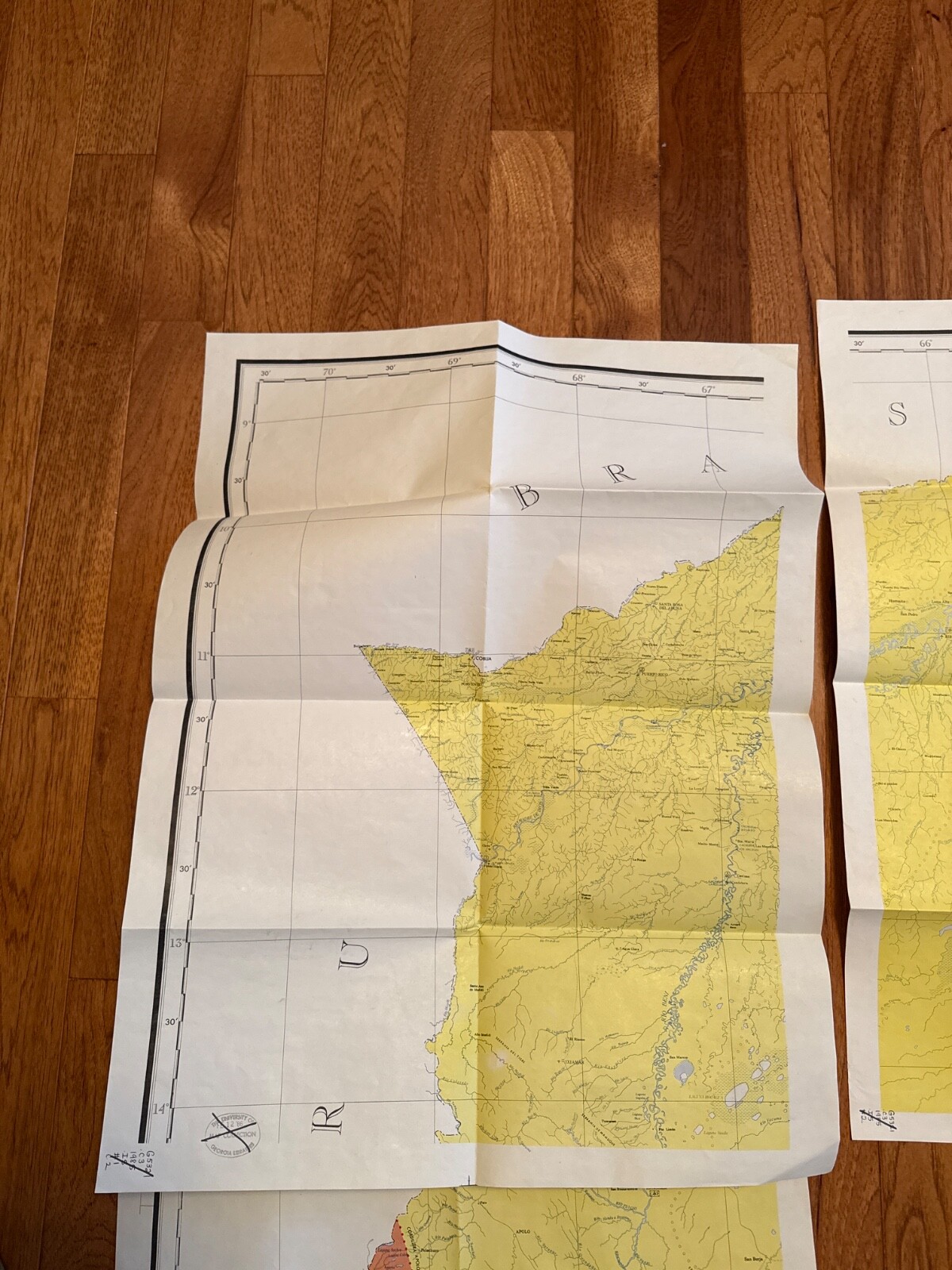 Huge 1985 Partial Hydro Graphic Map Set Bolivia (8 MAPS, 9th CENTER MAP MISSING)